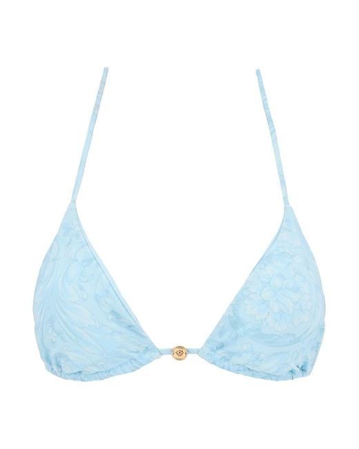 Versace Blue Baroque Bikini Top