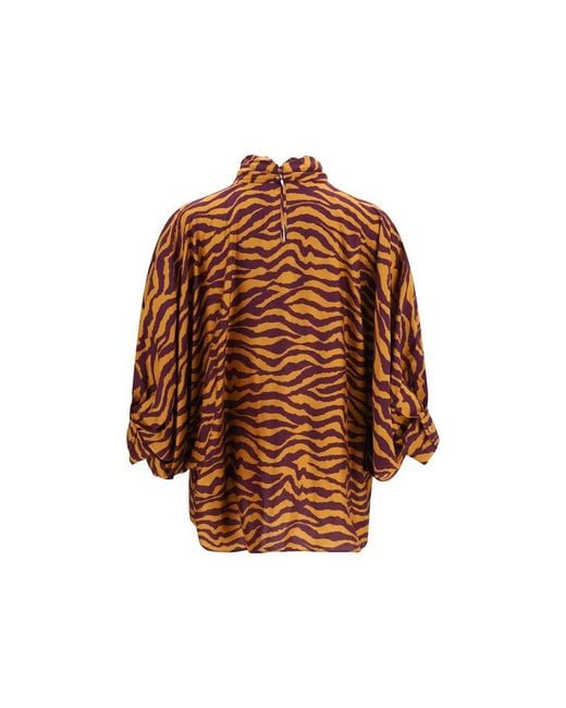Kristina Ti Brown Orange Viscose Blouse