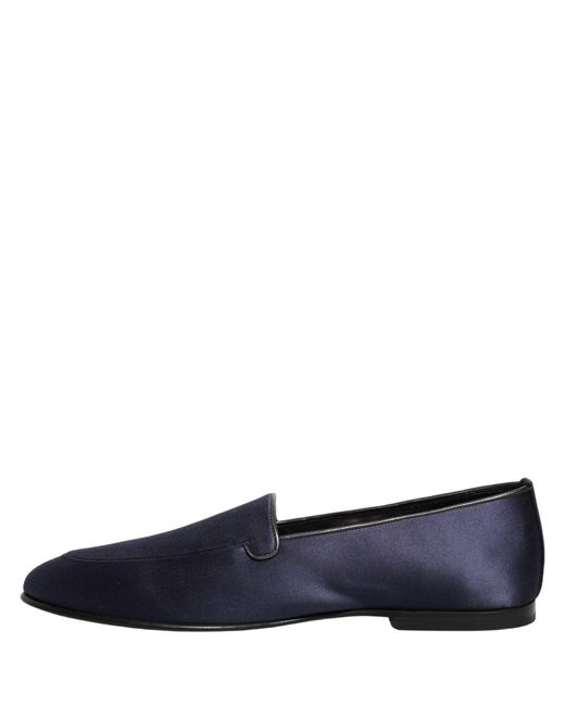 Dolce & Gabbana Navy Blue Satin Dg Logo Dress Loafers Shoes for men