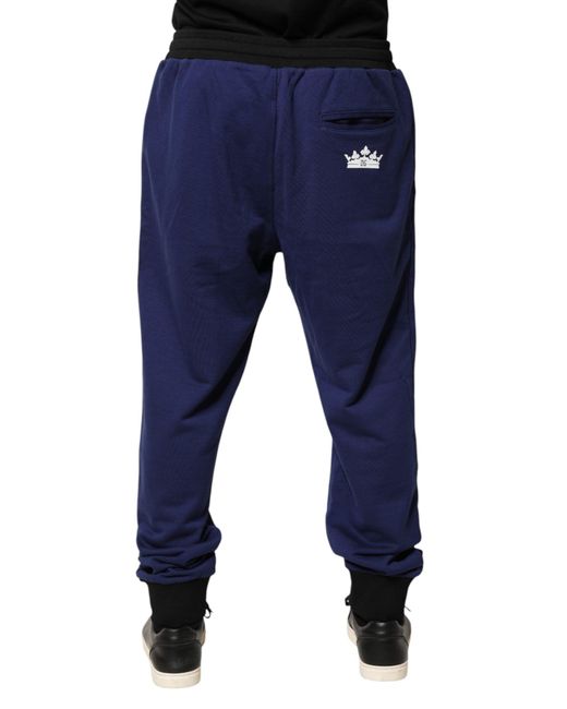 Dolce & Gabbana Blue Cotton Mid Waist Jogger Trousers Pants for men