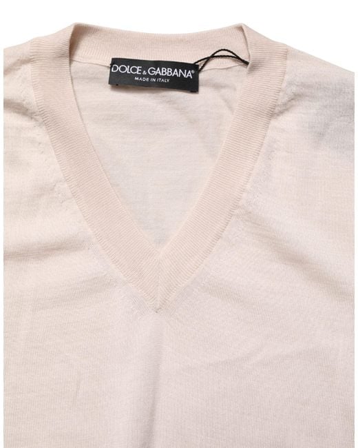 Dolce & Gabbana Multicolor Beige Cashmere V for men