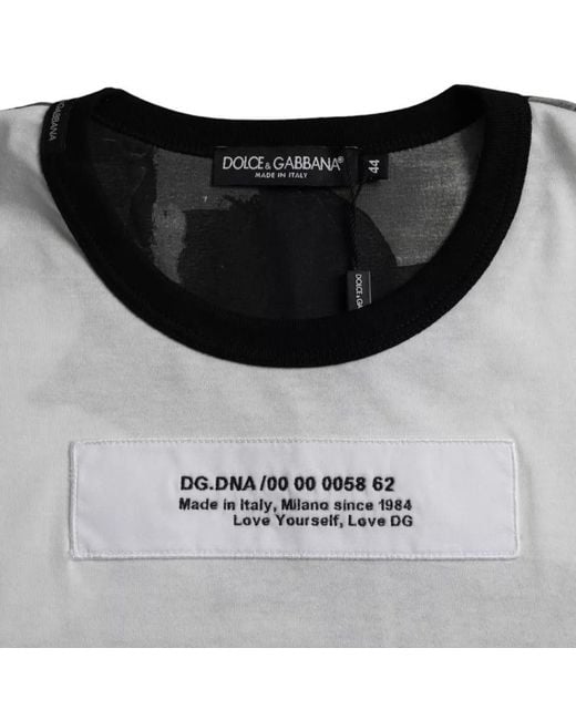 Dolce & Gabbana Gray Camouflage Round Neck T-Shirt for men