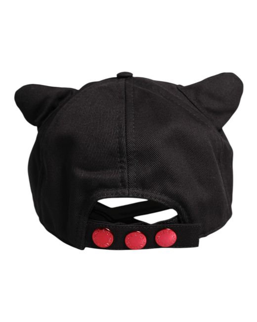 Dolce & Gabbana Black Cotton Logo Patch 6 Panels Baseball Cap Hat for men