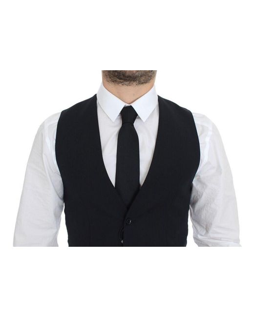 Dolce & Gabbana Blue Elegant Wool Dress Vest for men