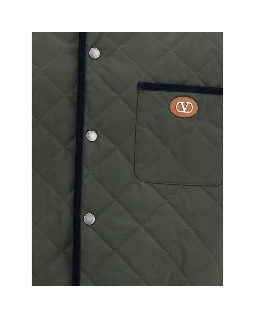 Valentino Gray Logo Quilted Jacket for men