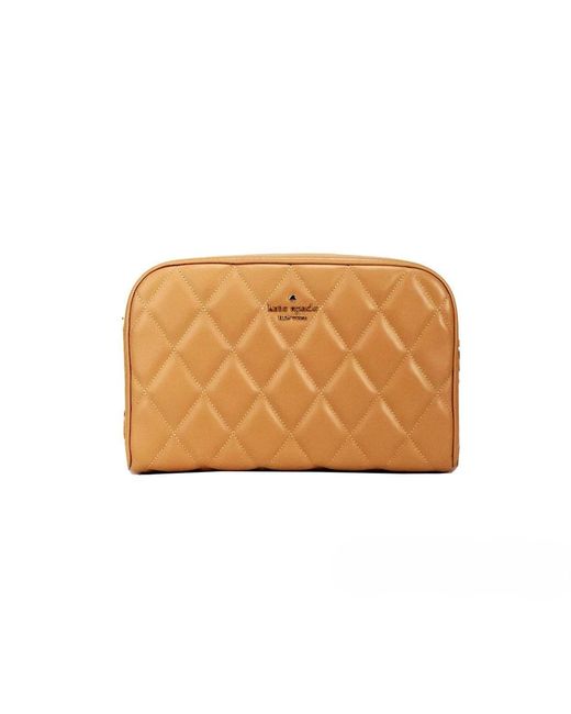 Kate Spade Natural Carey Mini Tiramisu Quilted Smooth Leather Camera Crossbody Bag
