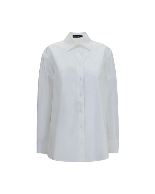 Dolce & Gabbana Blue White Cotton Dress Shirt