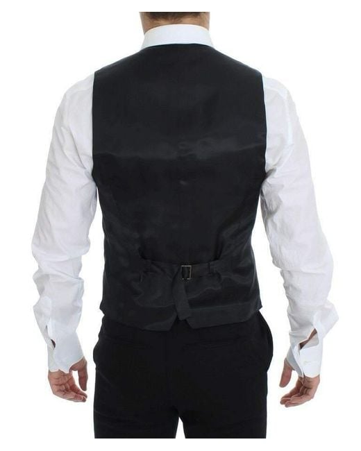 Dolce & Gabbana Black Dolce Gabbana Wool Stretch Dress Blazer Vest for men
