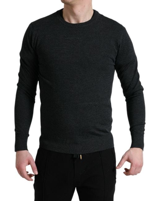 Dolce & Gabbana Black Elegant Wool Pullover Sweater for men