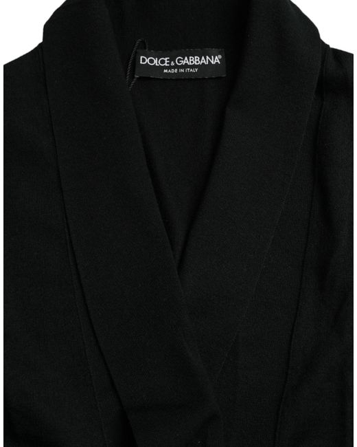 Dolce & Gabbana Black Elegant Cashmere Robe With Waist Belt for men
