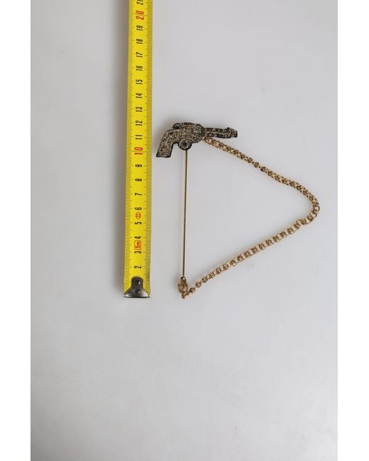 Dolce & Gabbana Natural Brass Copper Revolver Brooch Lapel Pin for men