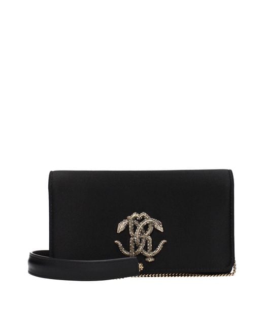 Roberto Cavalli Black Satin Clutch Bag
