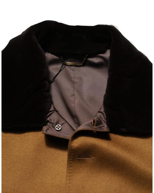Dolce & Gabbana Brown Cashmere Mink Fur Men Overcoat Jacket for men