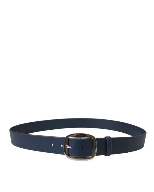 Dolce & Gabbana Blue Elegant Calf Leather Belt With Metal Buckle for men