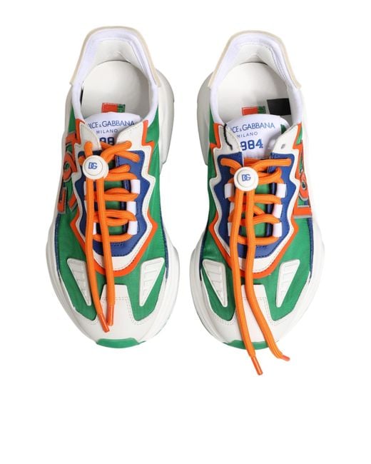 Dolce & Gabbana Green Multicolor Daymaster Low Top Sneakers Shoes
