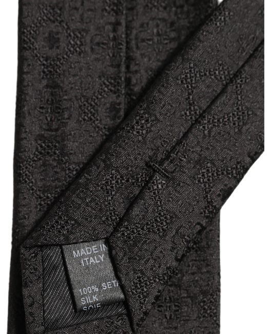Dolce & Gabbana Men Black Silk Geometric Adjustable Tied Necktie Tie for men