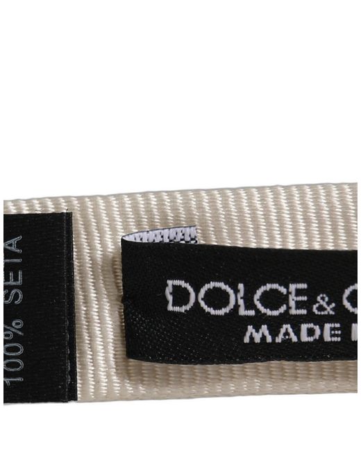 Dolce & Gabbana Men White 100% Silk Adjustable Neck Papillon Bow Tie for men