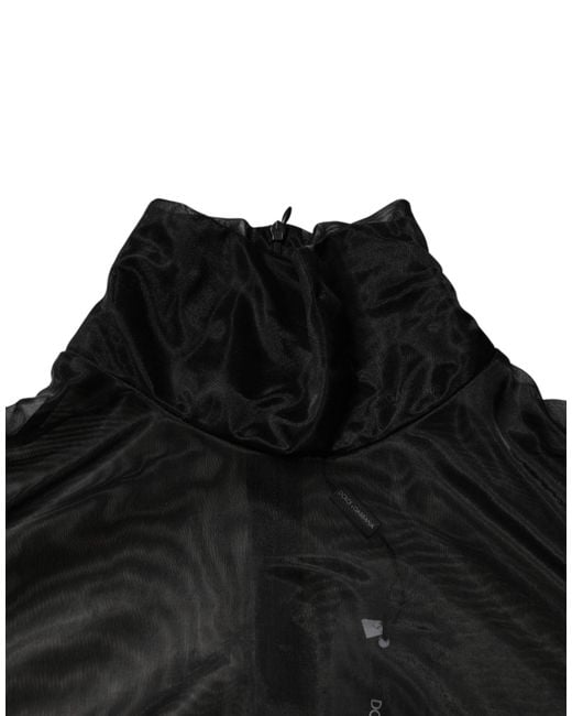 Dolce & Gabbana Black Sheer Long Sleeves Turtleneck Top for men