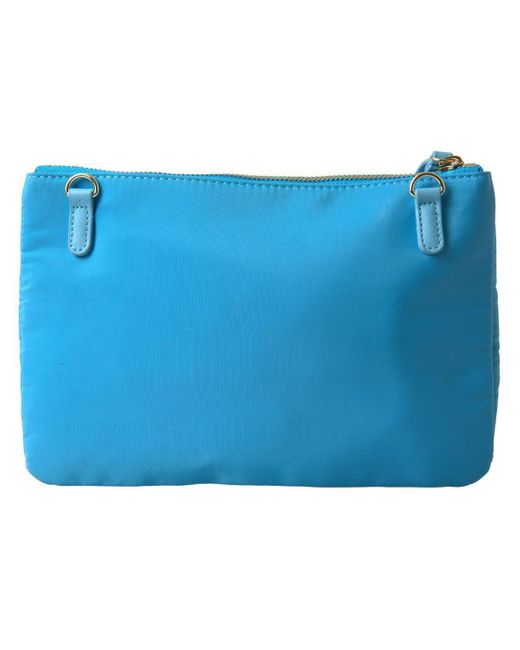 Twin Set Blue Elegant Silk Clutch With Bow Accent