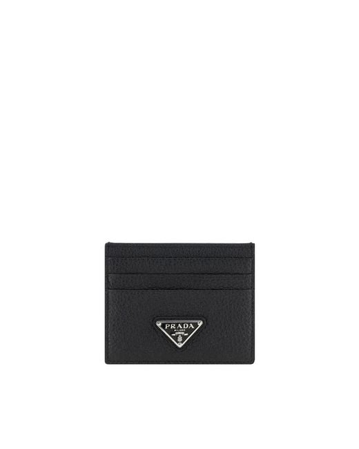 Prada Black Calf Leather Bos Taurus Wallet for men