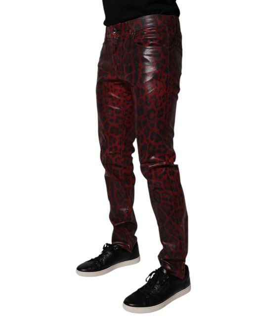 Dolce & Gabbana Black Leopard Cotton Skinny Denim Jeans for men