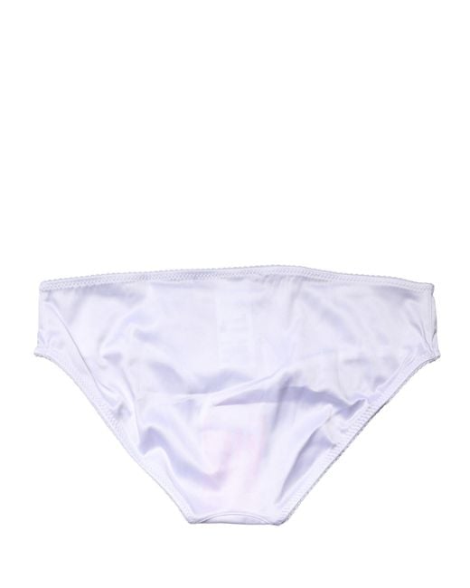 Dolce & Gabbana Blue White Silk Stretch Mid Waist Brief Panty Underwear