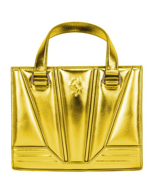 Ferrari Yellow Leather Handbag