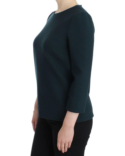 Dolce & Gabbana Dolce Gabbana Green 3/4 Sleeve Wool Blouse