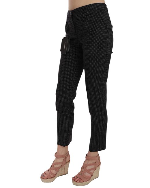 Dolce & Gabbana Black Dolce Gabbana Polka Dot Slim Capri Trousers Tapered Pants