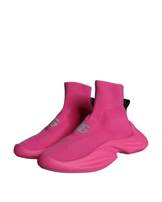 Dolce & Gabbana Pink Logo Print Slip On Socks Sneakers Shoes for men