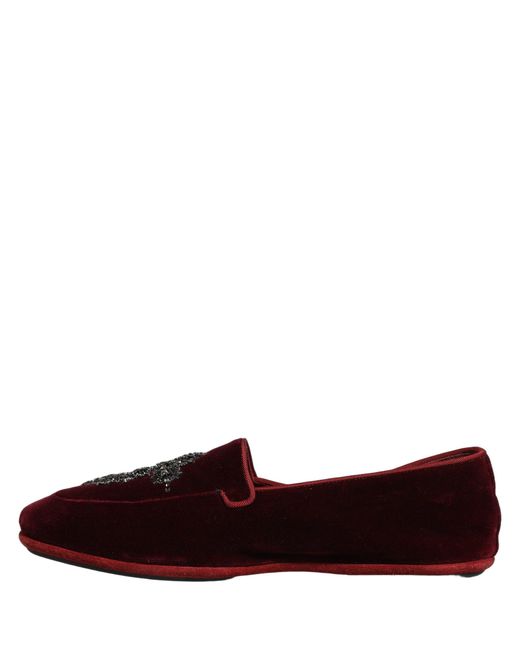 Dolce & Gabbana Red Suede Embellished Men Dress Loafers Shoes for men