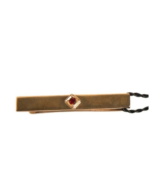 Dolce & Gabbana Natural Tone Brass Crystal Branded Tie Clip Bar for men