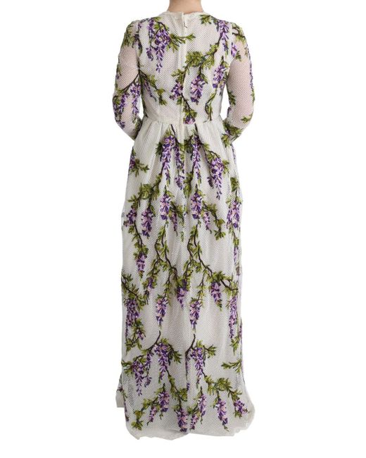 Dolce & Gabbana White Floral Embroidered Maxi Dress