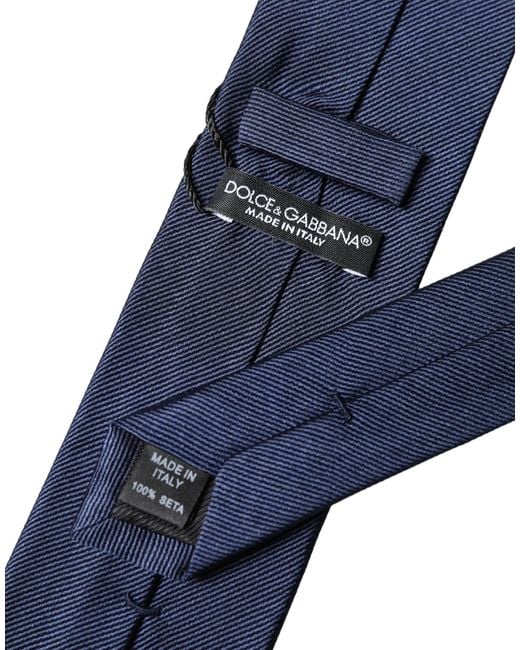 Dolce & Gabbana Navy Blue Solid 100% Silk Adjustable Men Necktie Tie for men