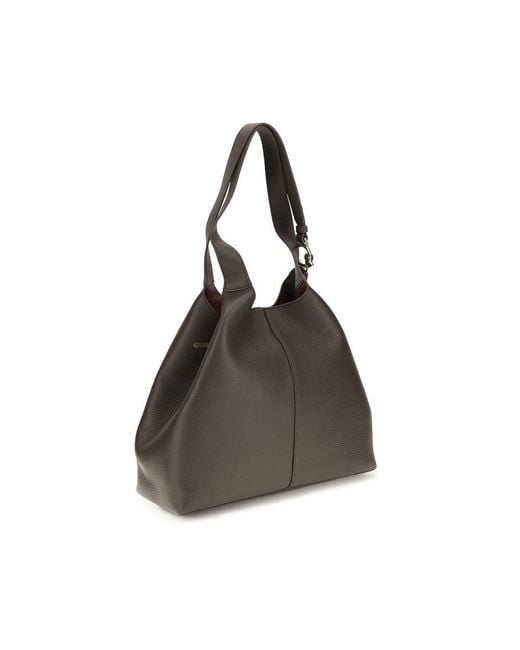 Coccinelle Black Brown Calf Leather Bos Taurus Shoulder Bag