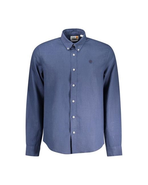 Timberland Blue Blu Linen Men Shirt for men