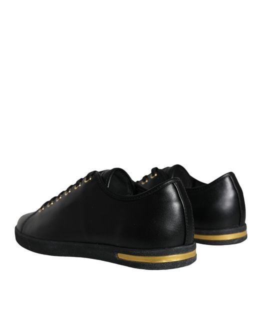 Dolce & Gabbana Black Leather Classic Sneakers Shoes