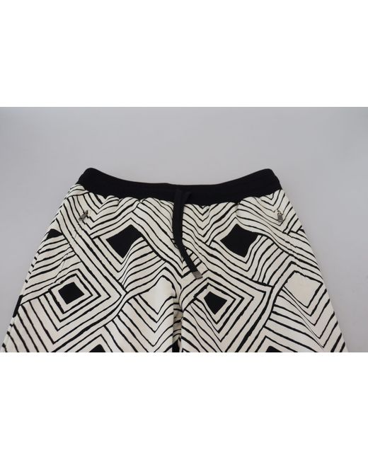 Dolce & Gabbana Black Geometric Print Joggers Pan74757 for men