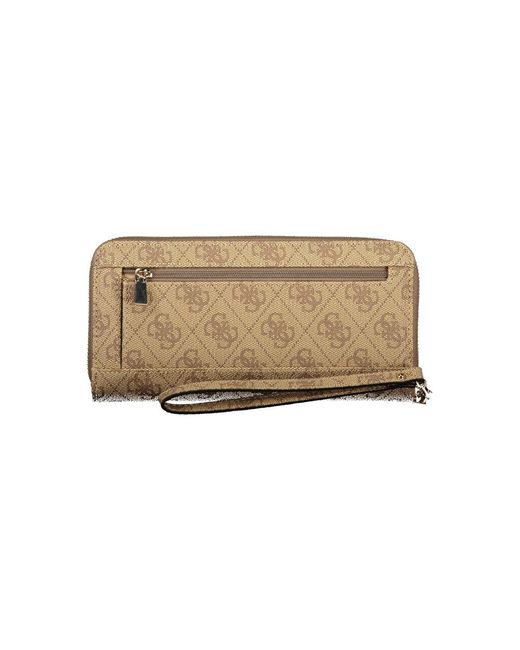 Guess Natural Beige Polyurethane 's Wallet With Functional Compartments
