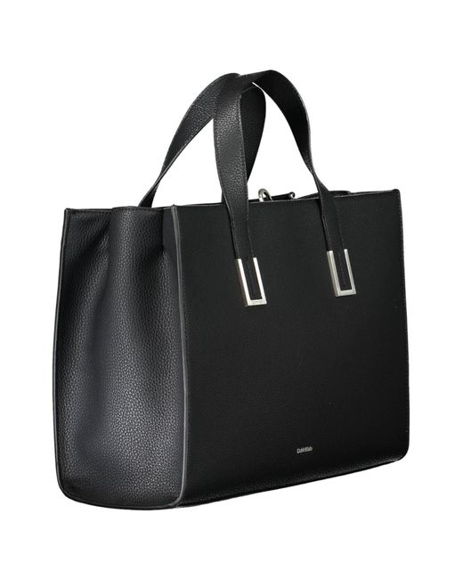 Calvin Klein Black Elegant Two-Handled Handbag With Logo
