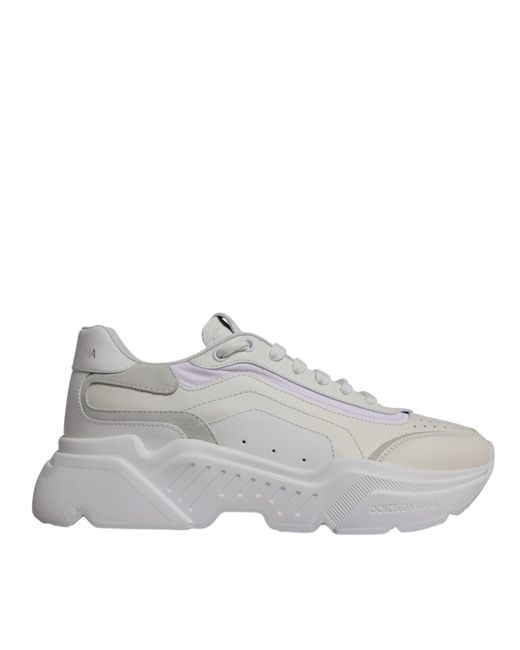 Dolce & Gabbana Gray White Daymaster Low Top Sneakers Shoes for men