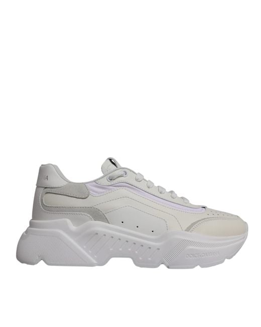 Dolce & Gabbana Gray White Daymaster Low Top Sneakers Shoes for men
