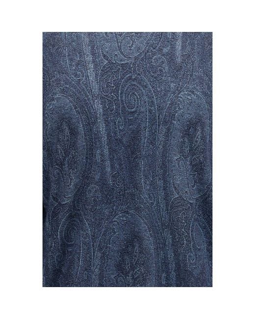 Etro Blue Silk Turtleneck for men