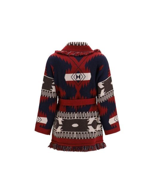 Alanui Red Multicolor Cashmere Cardigan