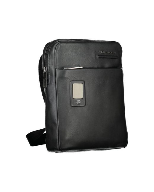 Piquadro Black Elegant Leather Shoulder Bag for men