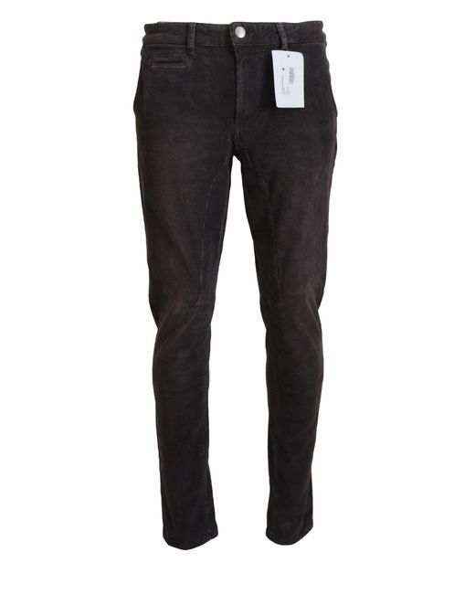 Acht Black Cotton Straight Fit Casual Pants for men