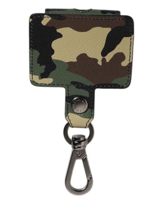 Dolce & Gabbana Black Camouflage Leather Airpods Case for men