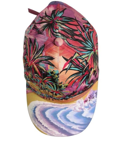 Dolce & Gabbana Blue Multicolor Tropical Themed Baseball Capello Hat