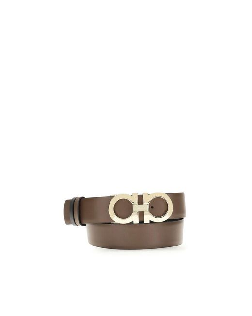 Ferragamo Multicolor Brown Calf Leather Bos Taurus Regular Belt