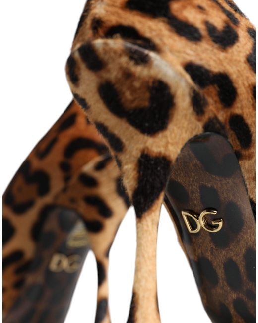Dolce & Gabbana Brown Leopard Calf Hair Heels Pumps Shoes